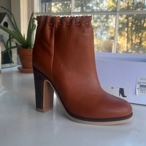 See by Chloe copper leather high heel ankle boot